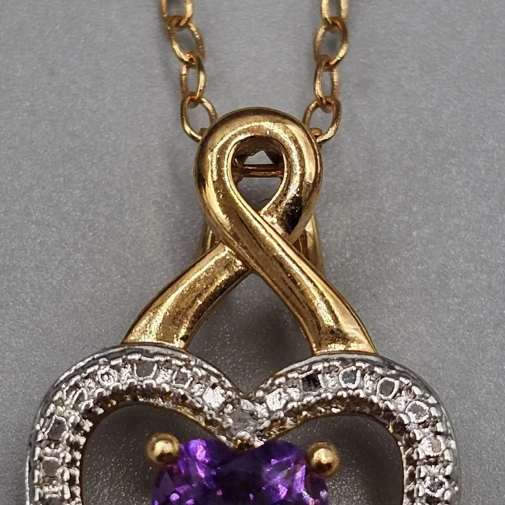Purple Crystal Open Heart Ring Gold Tone Romantic PAJ Prime Art & Jewel 18